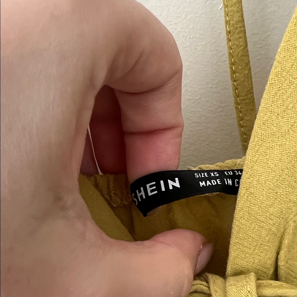 Yellow Green Spaghetti Strap Button-Down Dress - image 3